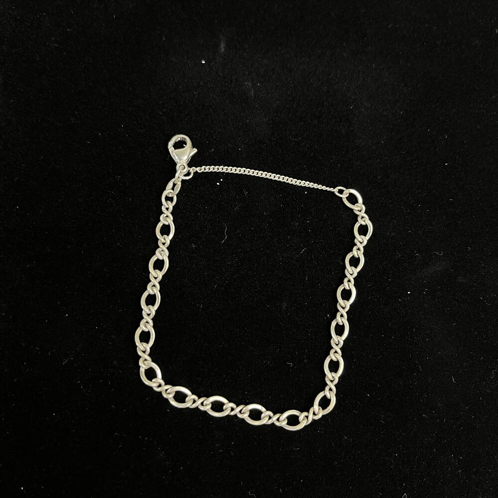 Vintage James Avery Sterling Silver Figaro Charm Bracelet Safety Chain 7"